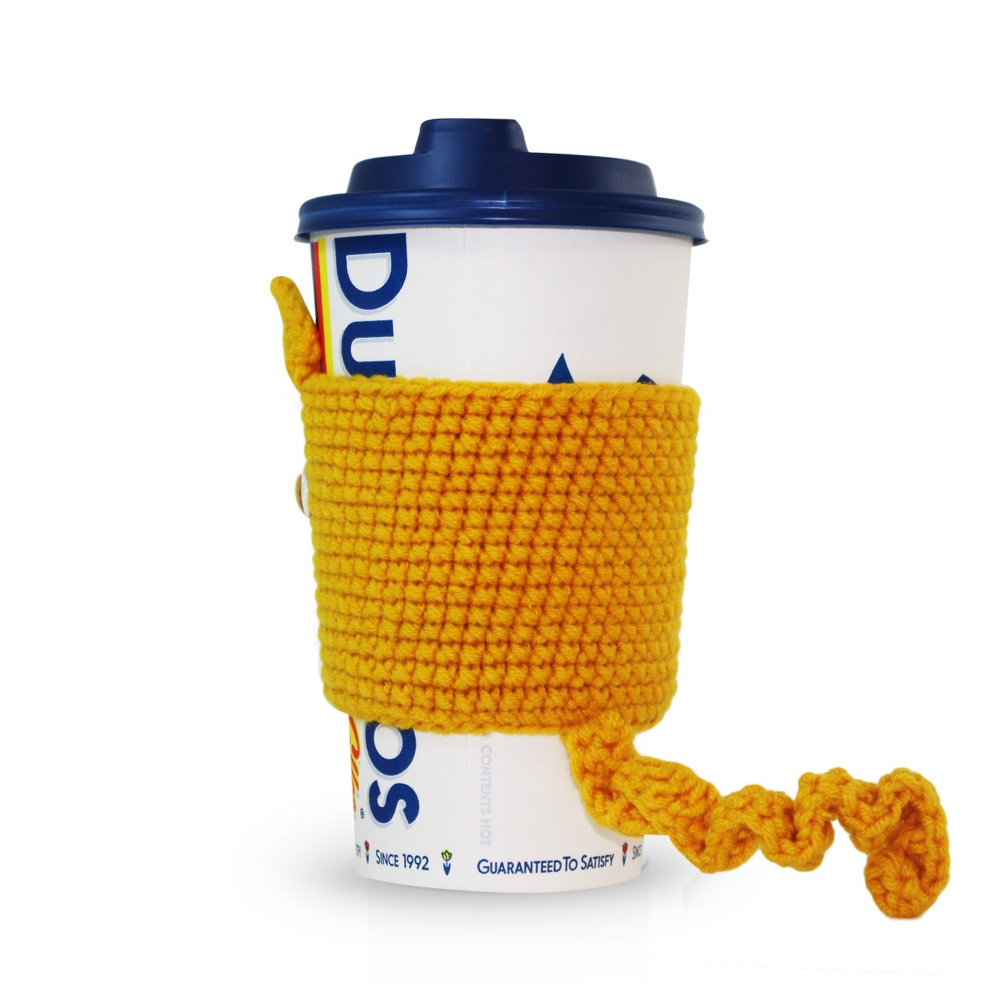 Coffee Cat - Handmade Crochet Cup Sleeve Cozy - ORANGE