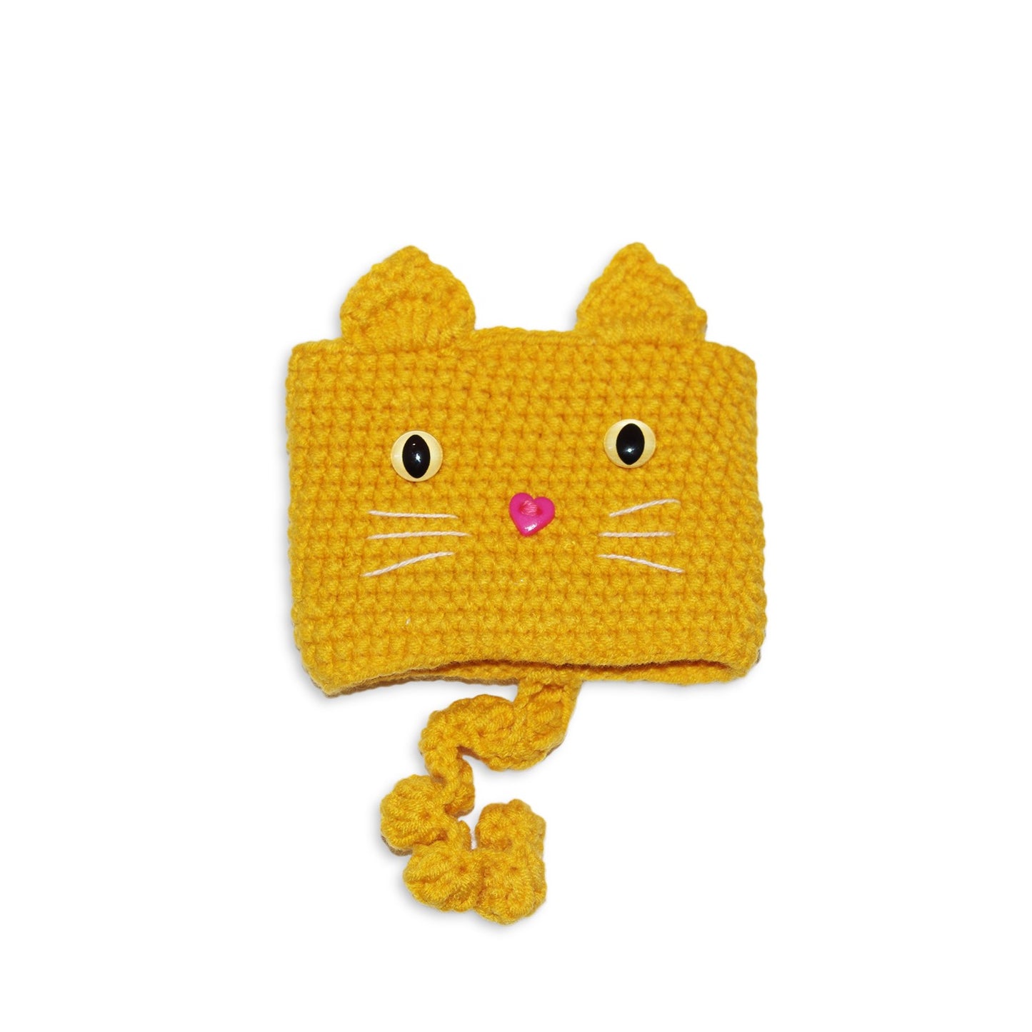 Coffee Cat - Handmade Crochet Cup Sleeve Cozy - ORANGE