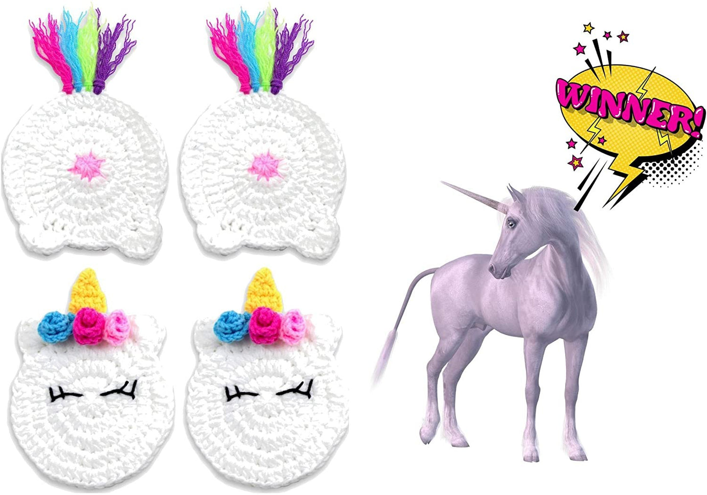 4 - Piece UNICORN BUTT Crochet Drink Coaster Gift Set- By BUTTSTERS