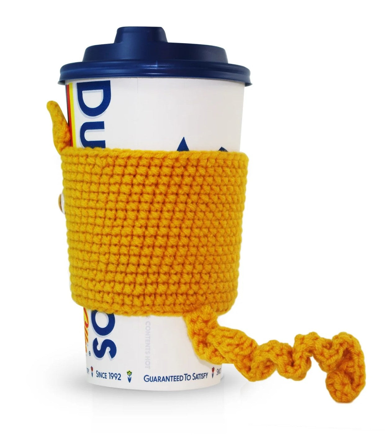 Coffee Cat - Handmade Crochet Cup Sleeve Cozy - ORANGE