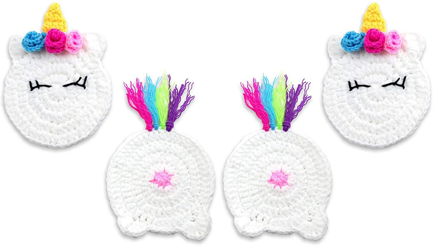 4 - Piece UNICORN BUTT Crochet Drink Coaster Gift Set- By BUTTSTERS