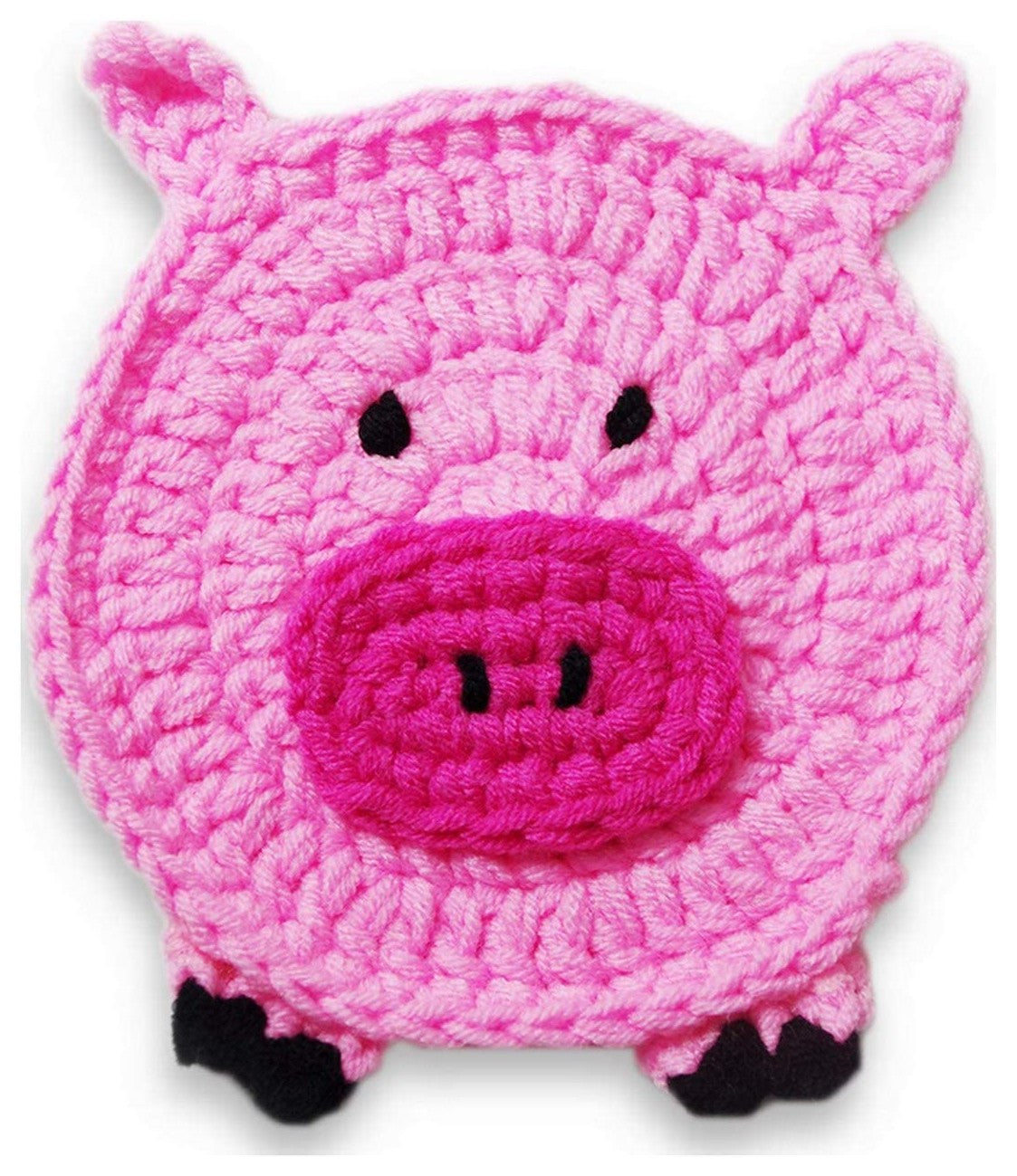 4 Piece - PIG BUTT Funny Farm Animal Crochet Drink Coaster Gift Set - By BUTTSTERS