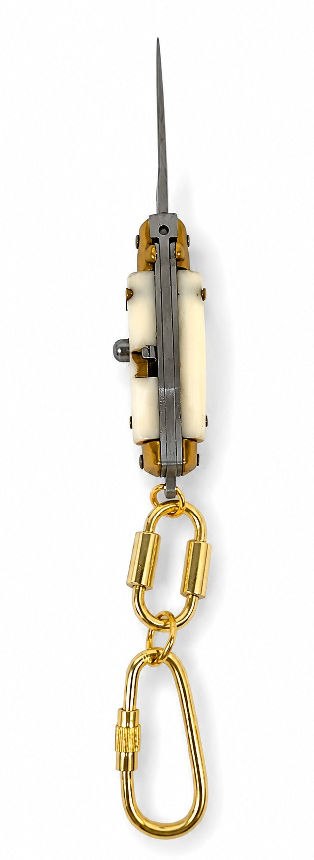 Mini Tiny Pocket Knife Keychain, Vintage Style Stiletto, WHITE