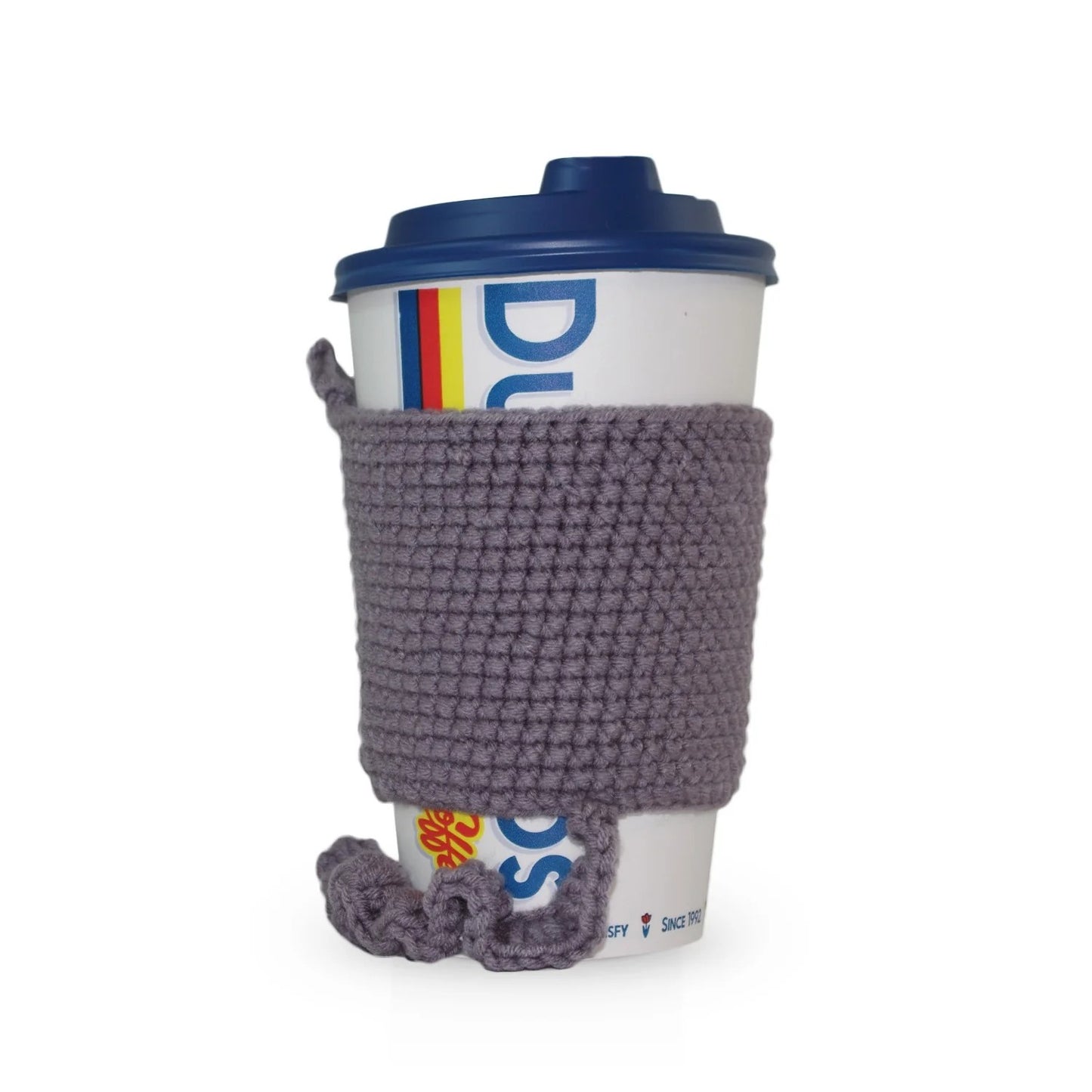 Coffee Cat - Handmade Crochet Cup Sleeve Cozy - GREY