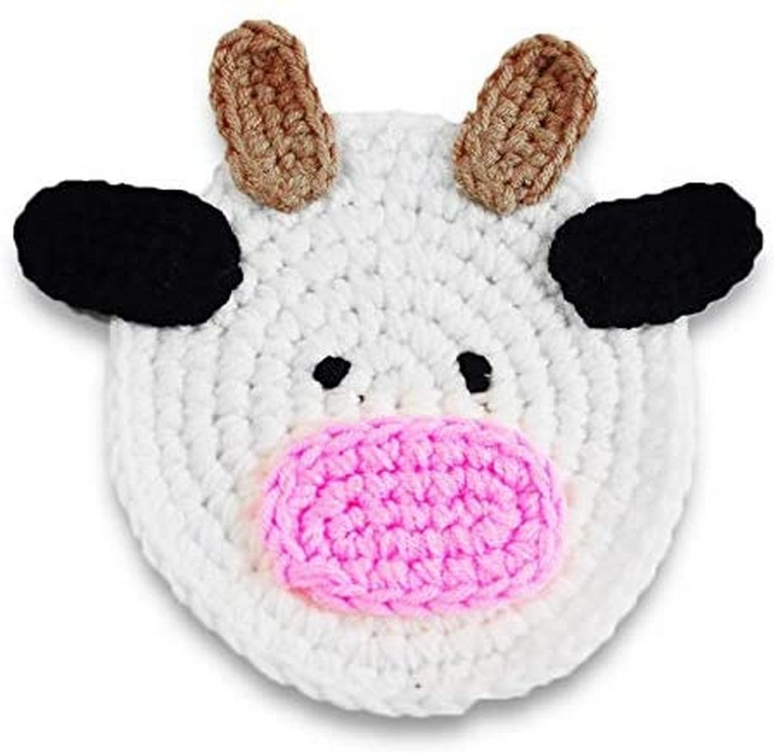 4 Piece - COW BUTT Funny Farm Animal Crochet Drink Coaster Gift Set - By BUTTSTERS