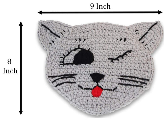 Vintage Style - 3 Piece Set - Large Crochet CAT Pot Holders / Trivets for Your Kitchen